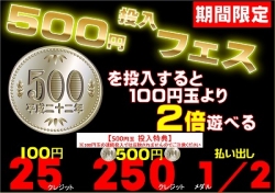 500円　投入　フェス